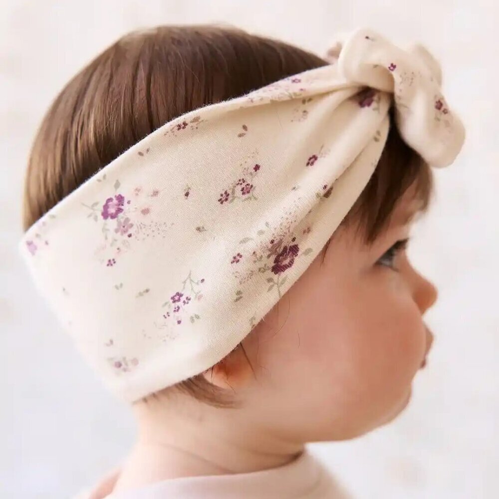 NWT Jamie Kay Organic Cotton Headband Sweet William Floral Natural
